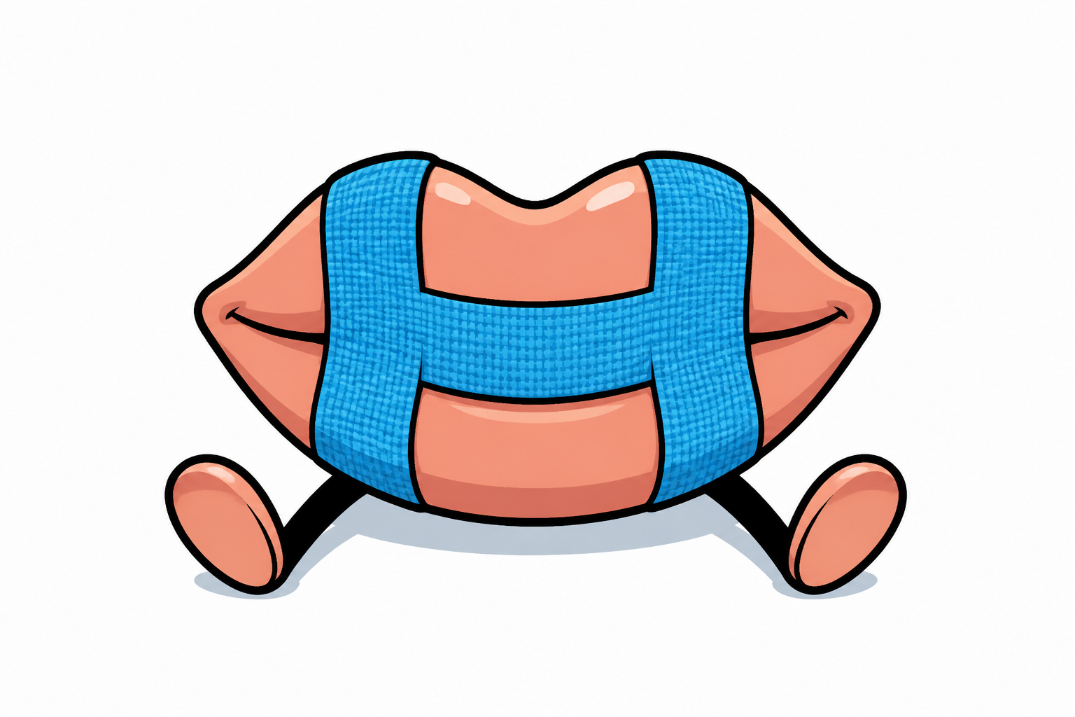 Mascotte mouth-tape.fr : une bouche portant une bande buccale en H